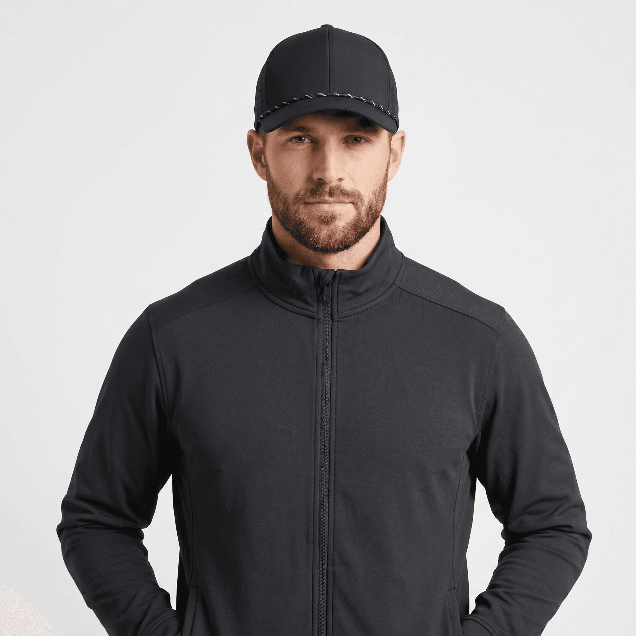 Laser-Perforated Waterproof Baseball Cap | Custom Logo Available — on model